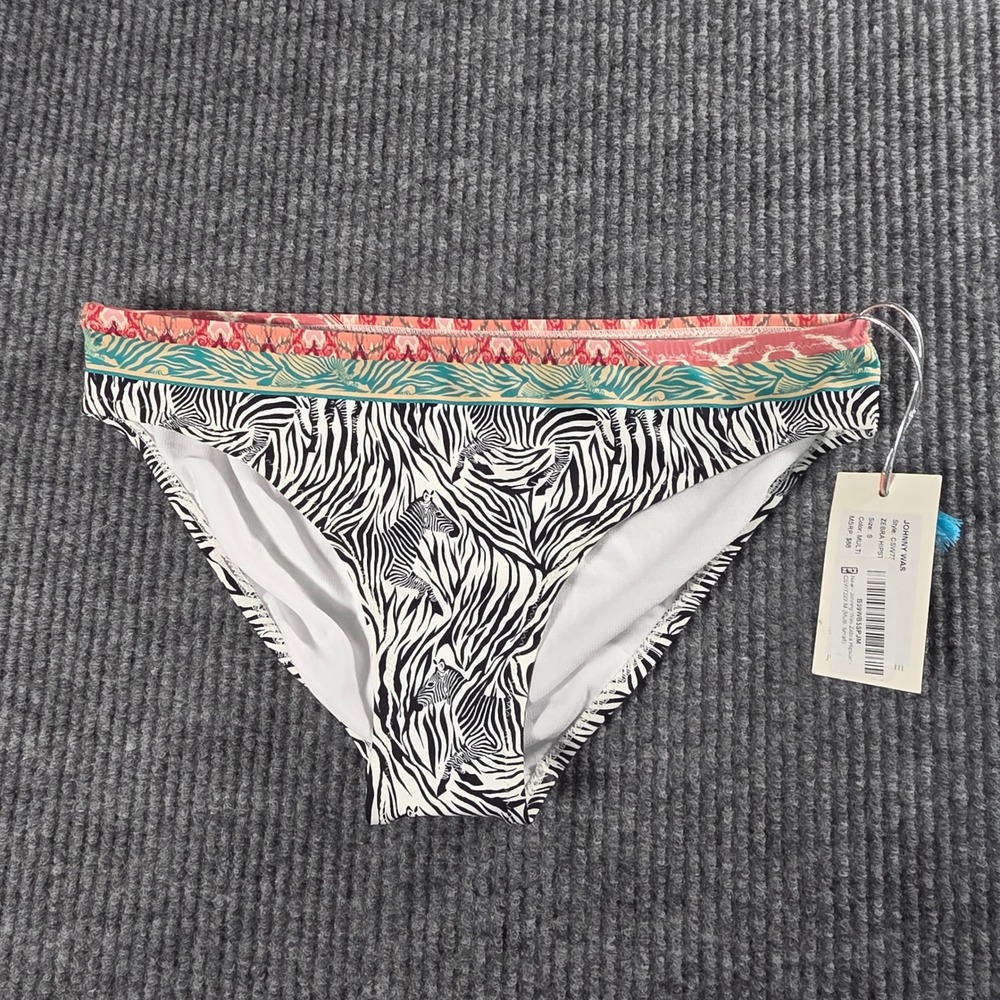 Johnny Was Zebra Hipster Bikini Bottom Multi Print CSW7322-M Small NEW